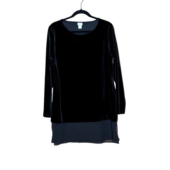 Chico's Travelers womens size 2 tunic black velvet stretch, holiday parties - Picture 1 of 6